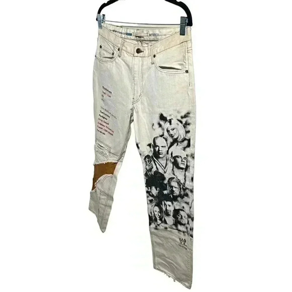 Rare Y2K WWE PPFM Wrestling Jeans – Vintage 2005 WWE Superstars Print – Size 31 - Picture 3 of 12